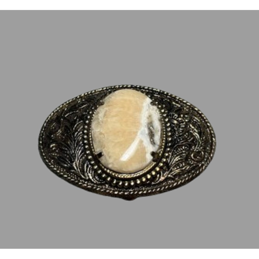 Vintage Eye-Catching Rock Round Stone Center Western Boho Buckle Women's